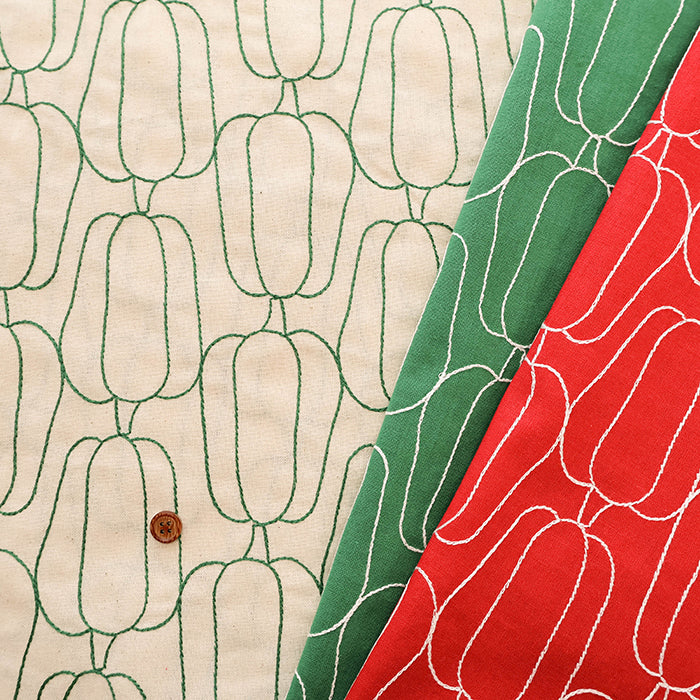Made in China Cotton Muslin Embroidered Fabric - Green Bell Pepper - nomura tailor