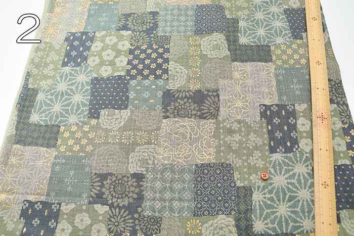 Cotton Slub Yarn Cross Print Fabric - WakinDoraku Patchwork - nomura tailor