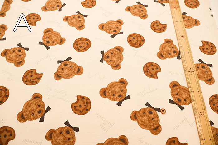 Cotton Oxford Fabric - Bear Cookies - nomura tailor