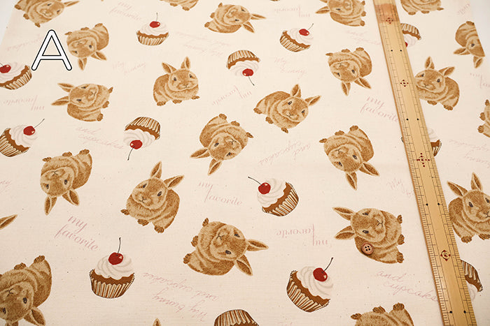 Cotton Oxford Fabric - Rabbit Cake - nomura tailor