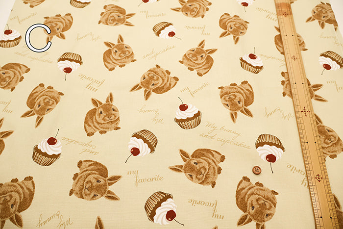 Cotton Oxford Fabric - Rabbit Cake - nomura tailor
