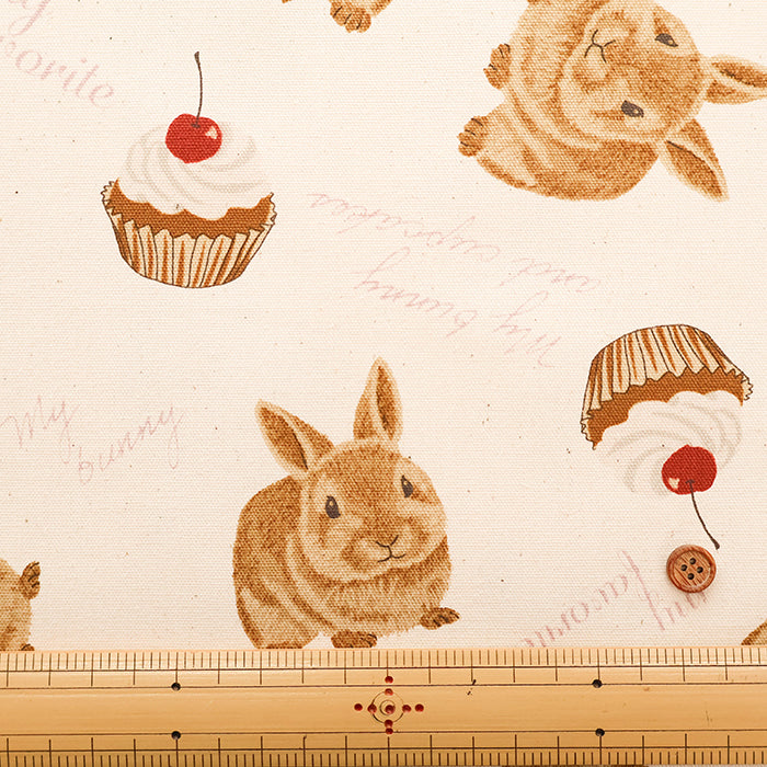 Cotton Oxford Fabric - Rabbit Cake - nomura tailor
