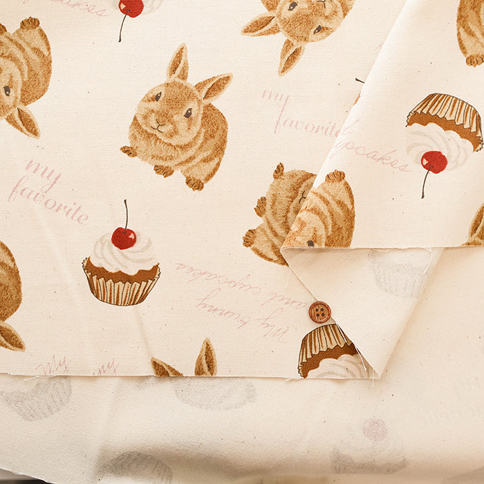 Cotton Oxford Fabric - Rabbit Cake - nomura tailor