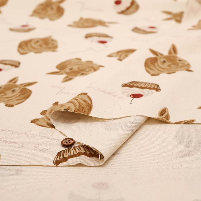 Cotton Oxford Fabric - Rabbit Cake - nomura tailor