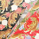 Cotton Muslin Lame (Glitter) Fabric - Japanese Style Tiger - nomura tailor