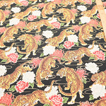 Cotton Muslin Lame (Glitter) Fabric - Japanese Style Tiger - nomura tailor