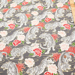 Cotton Muslin Lame (Glitter) Fabric - Japanese Style Tiger - nomura tailor