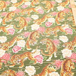 Cotton Muslin Lame (Glitter) Fabric - Japanese Style Tiger - nomura tailor