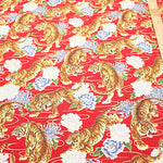 Cotton Muslin Lame (Glitter) Fabric - Japanese Style Tiger - nomura tailor
