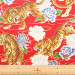 Cotton Muslin Lame (Glitter) Fabric - Japanese Style Tiger - nomura tailor