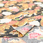 Cotton Muslin Lame (Glitter) Fabric - Japanese Style Tiger - nomura tailor