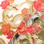 Cotton Muslin Lame (Glitter) Fabric - Japanese Style Dragon - nomura tailor