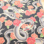 Cotton Muslin Lame (Glitter) Fabric - Japanese Style Dragon - nomura tailor