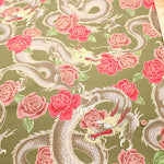 Cotton Muslin Lame (Glitter) Fabric - Japanese Style Dragon - nomura tailor