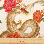 Cotton Muslin Lame (Glitter) Fabric - Japanese Style Dragon - nomura tailor
