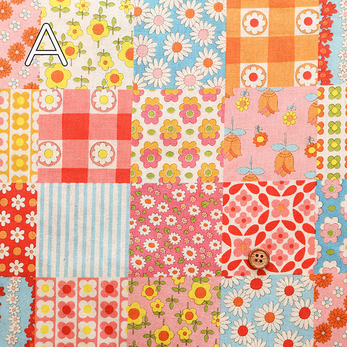 Cotton Muslin printed Fabric 70's Design Fiower Days - nomura tailor