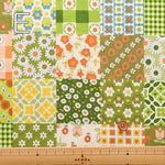 Cotton Muslin printed Fabric 70's Design Fiower Days - nomura tailor