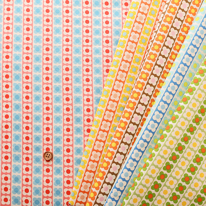 Cotton Muslin printed Fabric 70's Design Fiower Days - nomura tailor