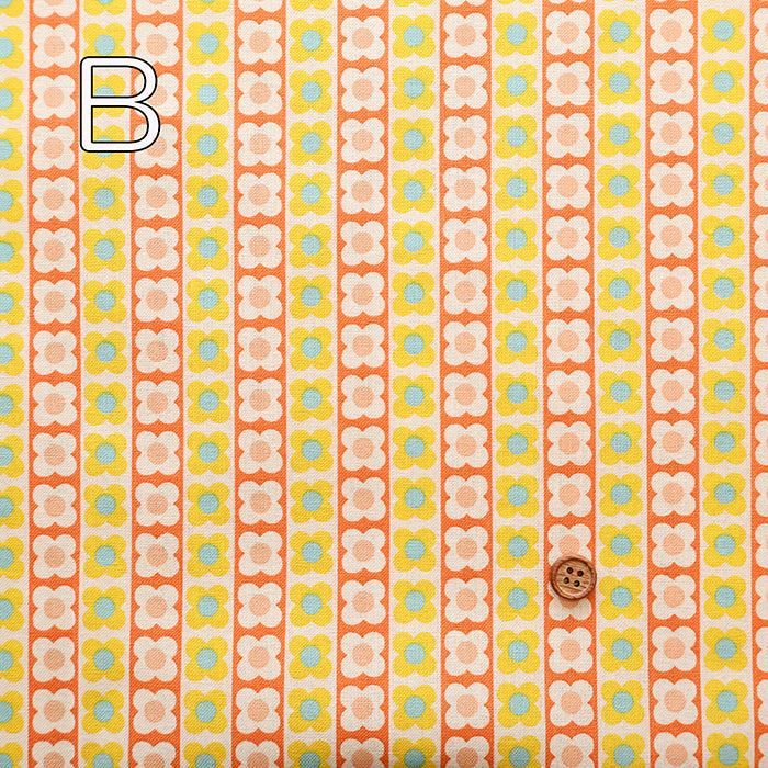 Cotton Muslin printed Fabric 70's Design Fiower Days - nomura tailor