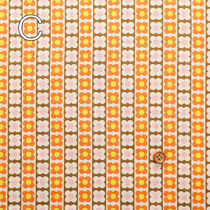 Cotton Muslin printed Fabric 70's Design Fiower Days - nomura tailor