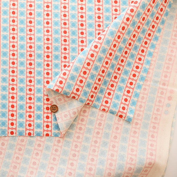 Cotton Muslin printed Fabric 70's Design Fiower Days - nomura tailor