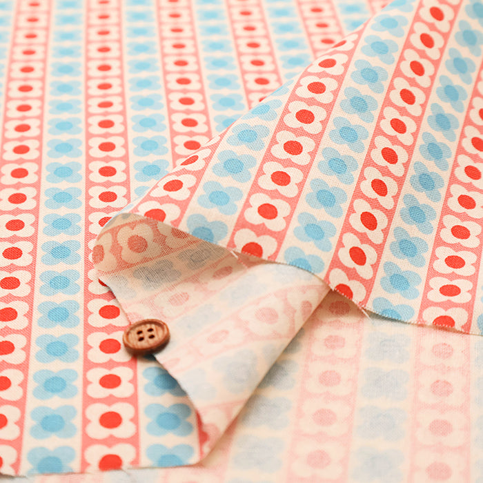Cotton Muslin printed Fabric 70's Design Fiower Days - nomura tailor