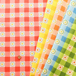 Cotton Muslin printed Fabric 70's Design Fiower Days - nomura tailor