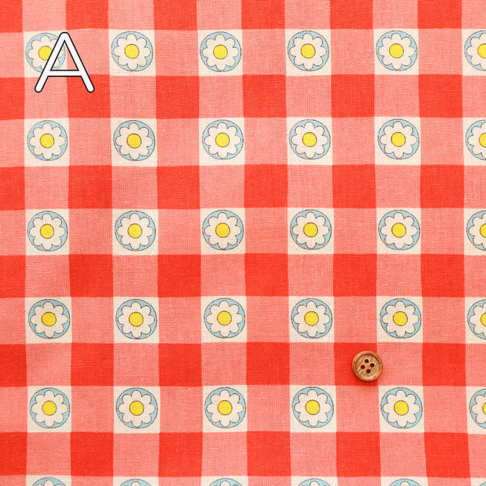 Cotton Muslin printed Fabric 70's Design Fiower Days - nomura tailor