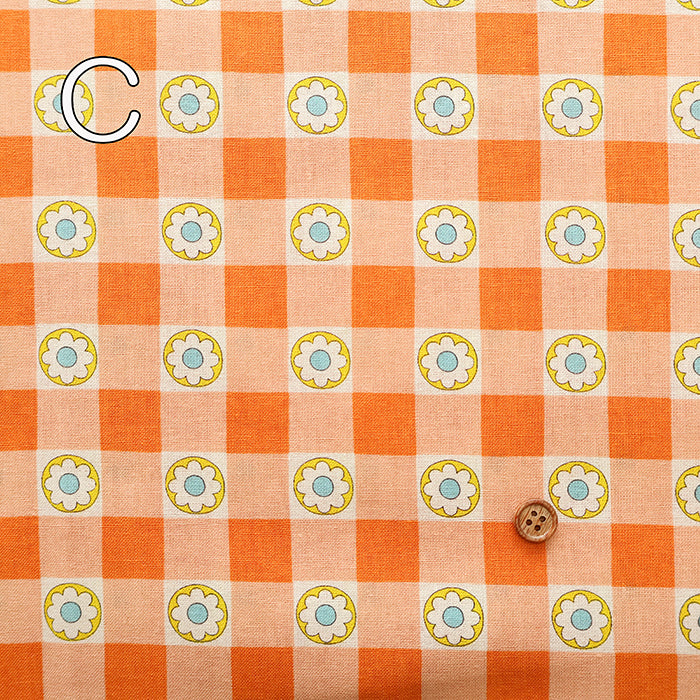 Cotton Muslin printed Fabric 70's Design Fiower Days - nomura tailor