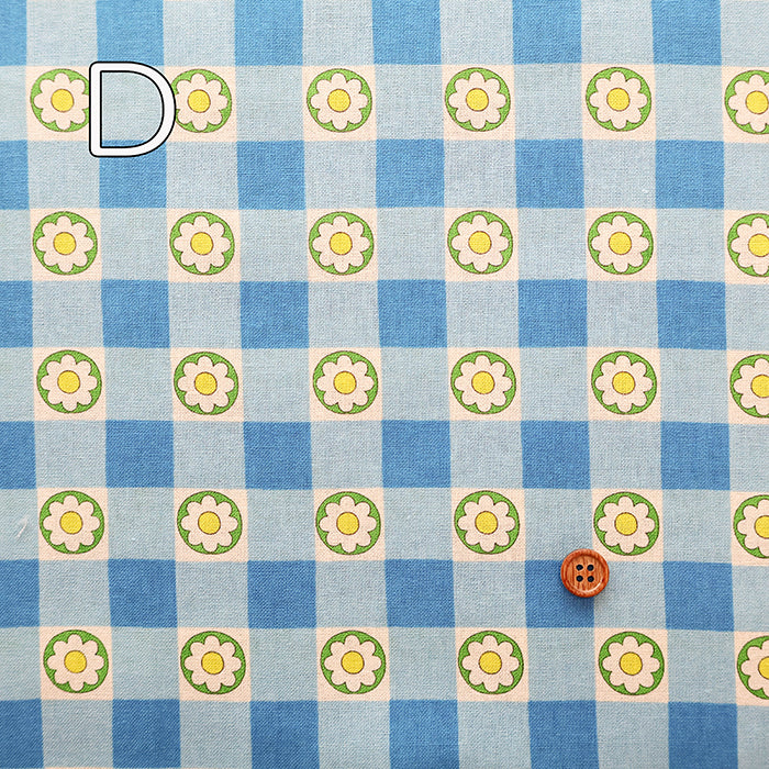 Cotton Muslin printed Fabric 70's Design Fiower Days - nomura tailor