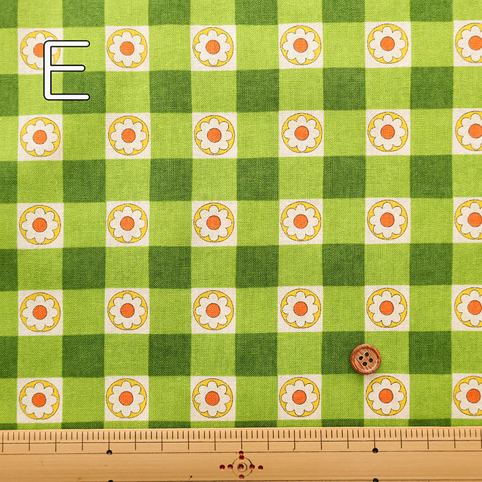 Cotton Muslin printed Fabric 70's Design Fiower Days - nomura tailor