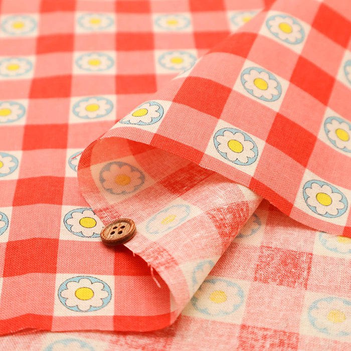Cotton Muslin printed Fabric 70's Design Fiower Days - nomura tailor