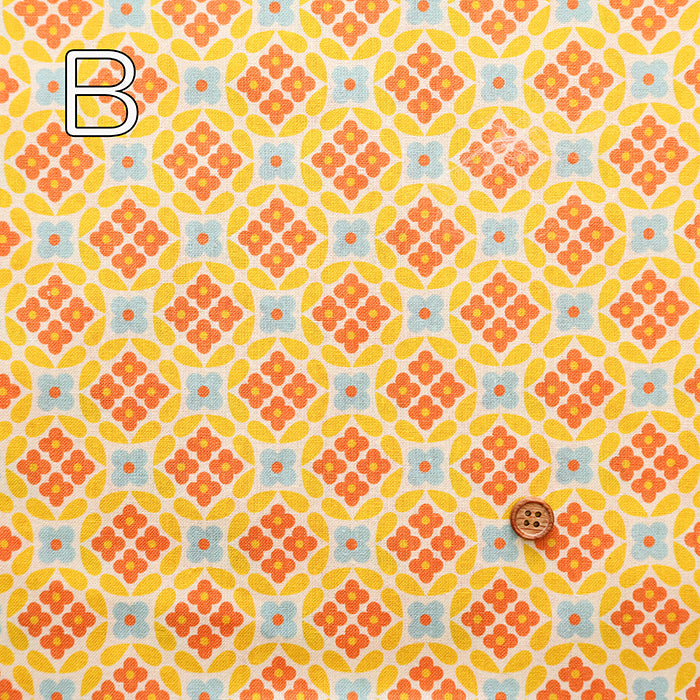 Cotton Muslin printed Fabric 70's Design Fiower Days - nomura tailor