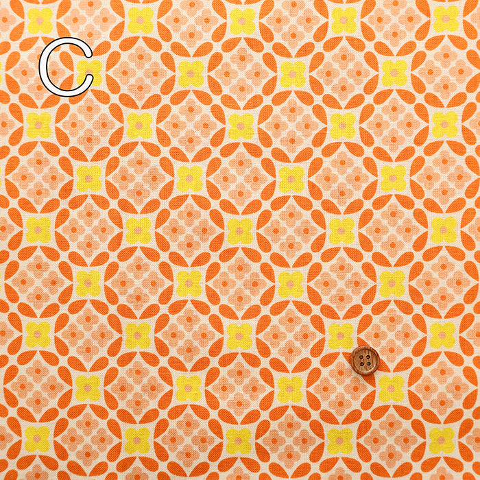Cotton Muslin printed Fabric 70's Design Fiower Days - nomura tailor