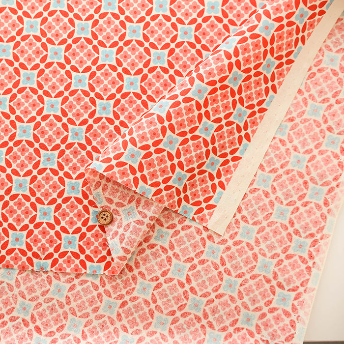 Cotton Muslin printed Fabric 70's Design Fiower Days - nomura tailor