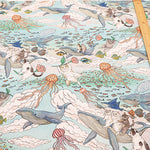 Made in China Cotton Muslin Inkjet-printed Fabric orie kawamura - Sea and Cat - nomura tailor