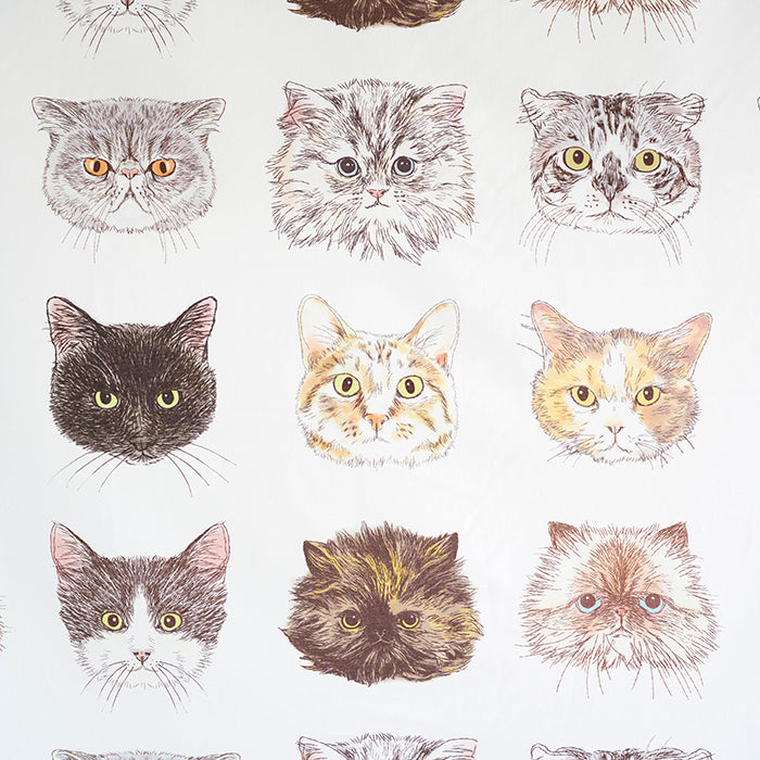 <Patterned Cut> Made in China Cotton Muslin Inkjet-printed Fabric orie kawamura - Cat Face (1 Pattern: Approx. 110cm × 50cm) - nomura tailor