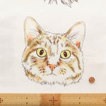<Patterned Cut> Made in China Cotton Muslin Inkjet-printed Fabric orie kawamura - Cat Face (1 Pattern: Approx. 110cm × 50cm) - nomura tailor