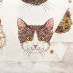 <Patterned Cut> Made in China Cotton Muslin Inkjet-printed Fabric orie kawamura - Cat Face (1 Pattern: Approx. 110cm × 50cm) - nomura tailor