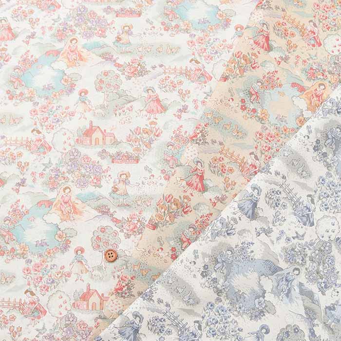 Cotton muslin Printed Fabric - Little House in the Meadow - nomura tailor