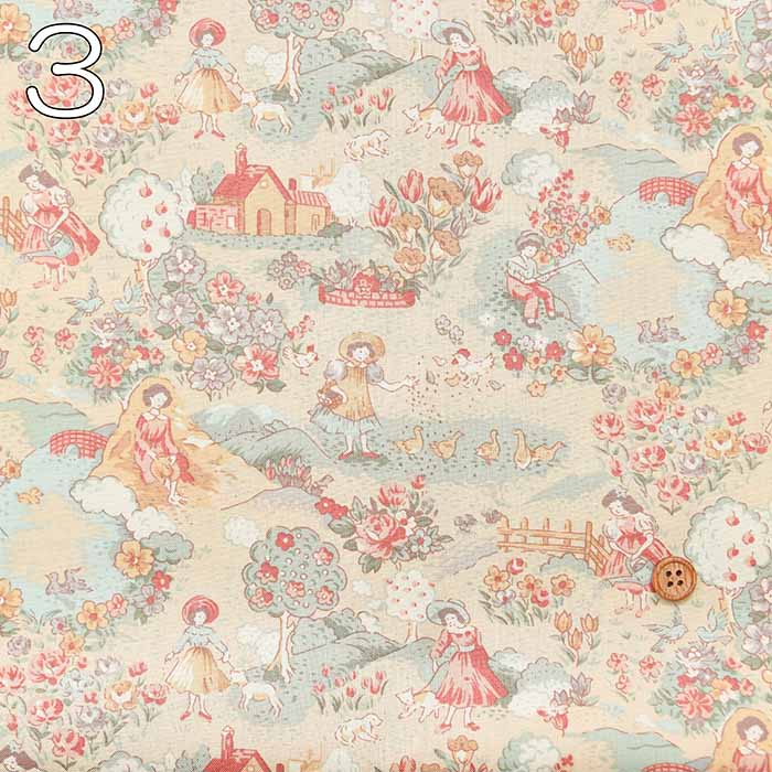 Cotton muslin Printed Fabric - Little House in the Meadow - nomura tailor