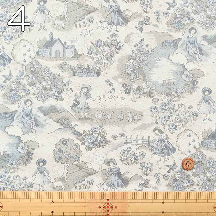 Cotton muslin Printed Fabric - Little House in the Meadow - nomura tailor