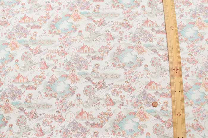 Cotton muslin Printed Fabric - Little House in the Meadow - nomura tailor