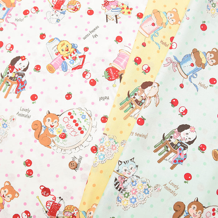 Cotton Sheeting Print Fabric – Soft Chintz Finish – Atsuko Matsuyama – Retro - nomura tailor