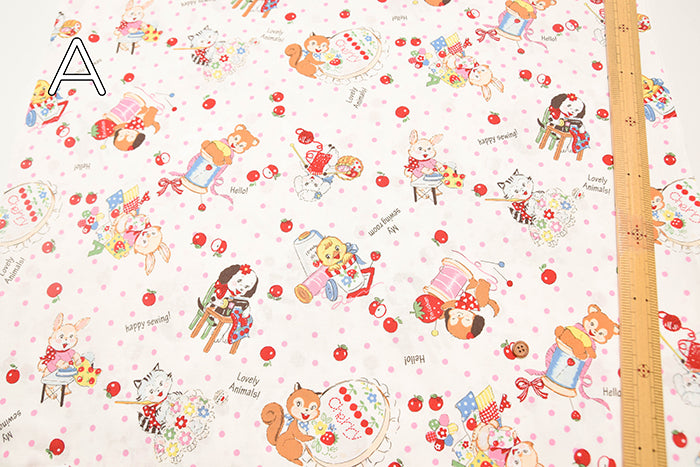 Cotton Sheeting Print Fabric – Soft Chintz Finish – Atsuko Matsuyama – Retro - nomura tailor