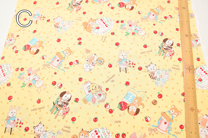Cotton Sheeting Print Fabric – Soft Chintz Finish – Atsuko Matsuyama – Retro - nomura tailor