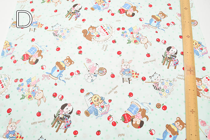 Cotton Sheeting Print Fabric – Soft Chintz Finish – Atsuko Matsuyama – Retro - nomura tailor
