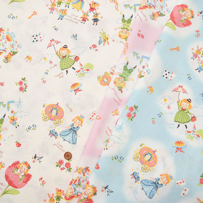 Cotton muslin Printed Fabric - One Mile Roses Fairy Tale - nomura tailor