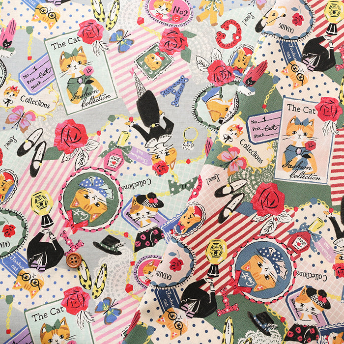 Cotton Shirting Fabric - Sobakasu-Kids Cat’s Collection - nomura tailor