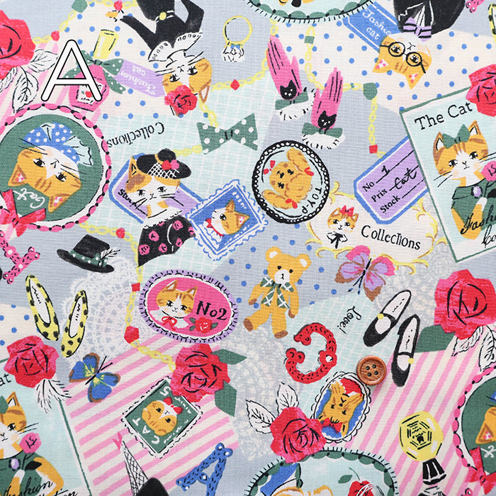 Cotton Shirting Fabric - Sobakasu-Kids Cat’s Collection - nomura tailor